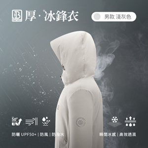 防風防潑水UPF50+防曬冰感A+級機能透氣厚冰鋒衣
