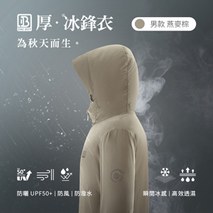 防風防潑水UPF50+防曬冰感A+級機能透氣厚冰鋒衣