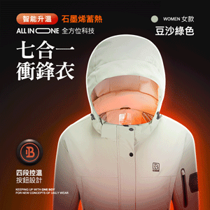 智能升溫All in one全方位科技七合一衝鋒衣