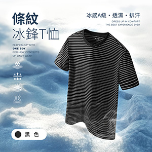 冰感A級冰科技吸溼排汗透氣條紋冰鋒T恤